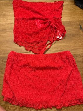Edikted Red Lace Two-Piece Set